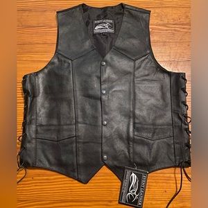 mens leather motorcycle vest